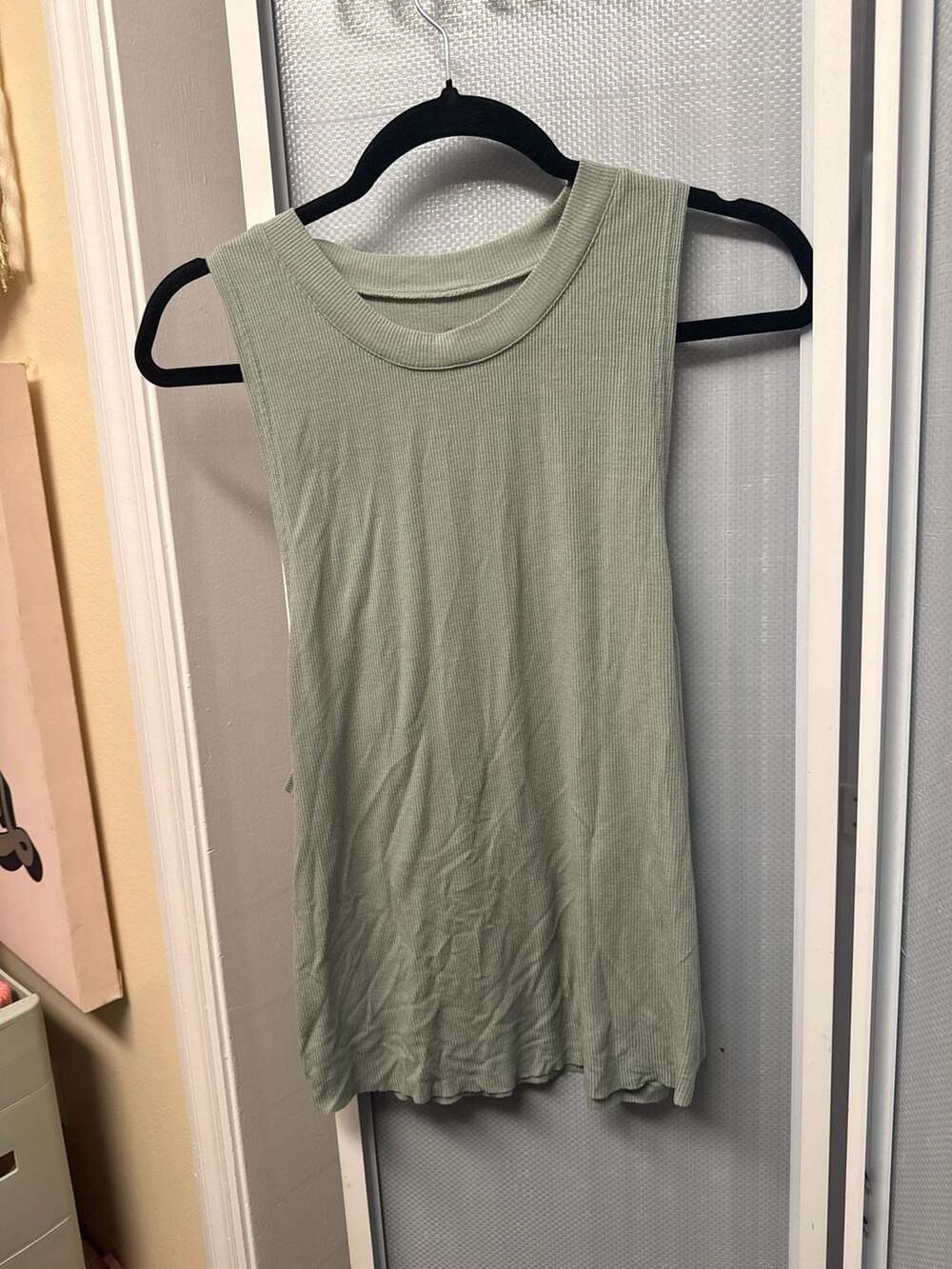 Alo Yoga Green Ribbed Performance Muscle Tank Top